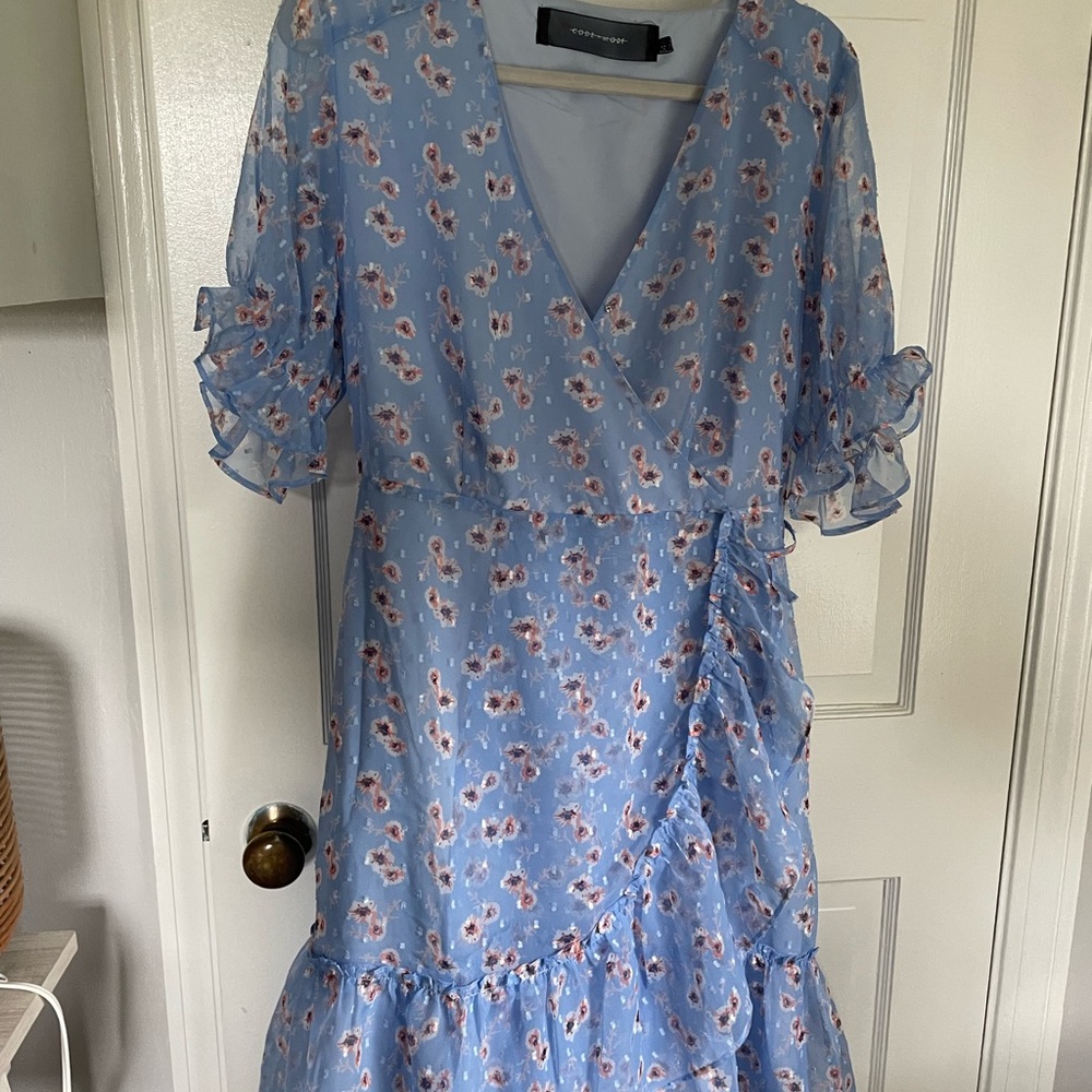 Nordstrom Blue Wrap Ditsy Floral Dress